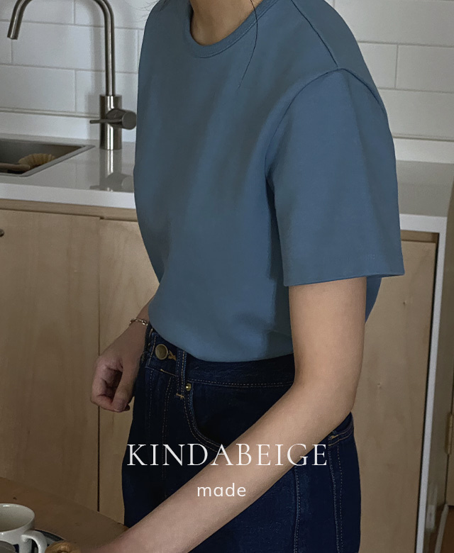 [kindabeige] 소프 코튼 티셔츠 (whale blue),kindabeige