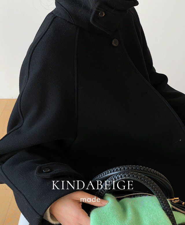 [kindabeige] [*3온스] 스펜서 발마칸 하프 코트 (black) (*주문폭주/ 생산지연되어 10일이상 소요될 수 있습니다),kindabeige