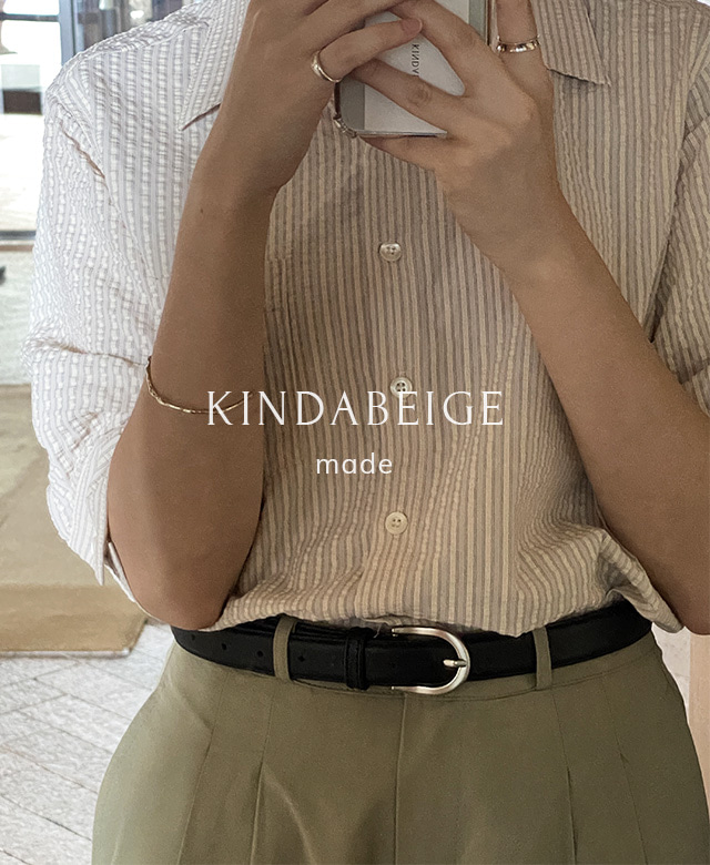 [kindabeige] 포멜로 린넨 시어서커 셔츠 (pale pink),kindabeige